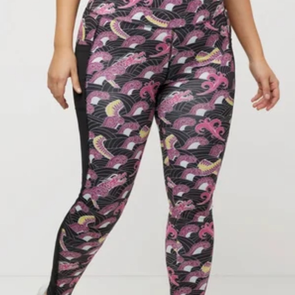 Ulla Popken High Waisted Patterned Leggings Size 28/30